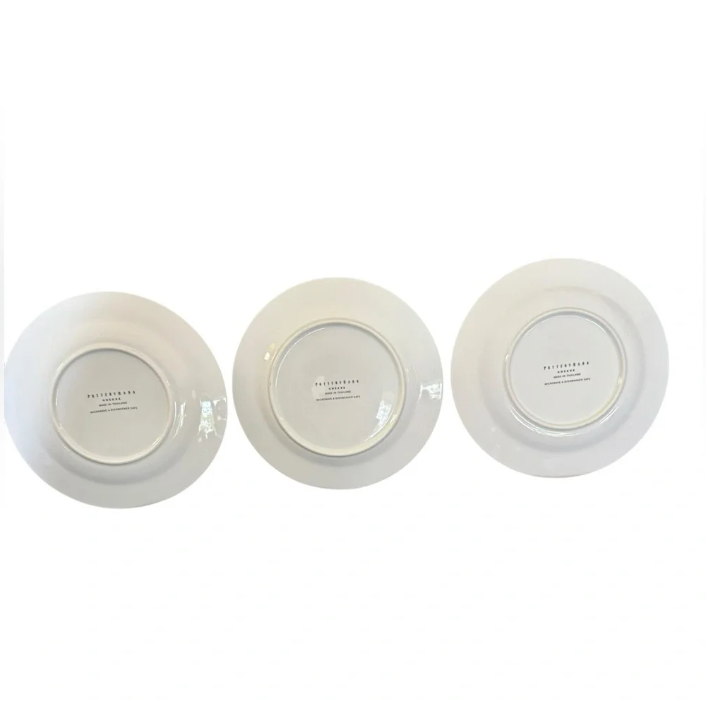 Pottery Barn 8”Cheese Plates Set of 3 Brie Gouda Stilton Appetizer Dessert